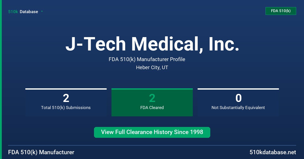 J-Tech Medical, Inc. FDA 510(k) Manufacturer Profile