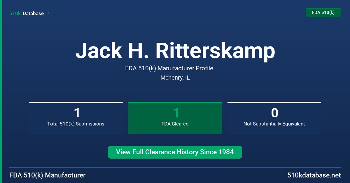 Jack H. Ritterskamp FDA 510(k) Manufacturer Profile