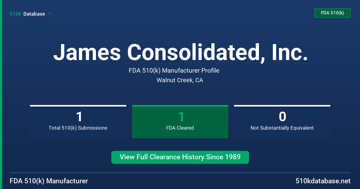 James Consolidated, Inc. FDA 510(k) Manufacturer Profile