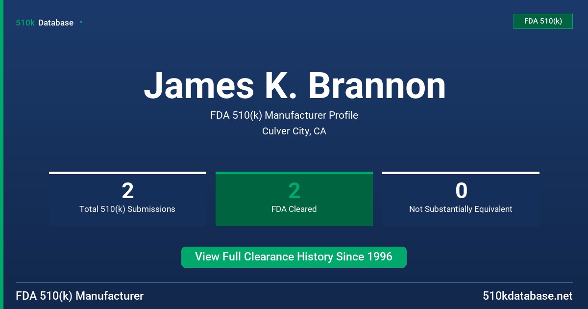 James K. Brannon FDA 510(k) Manufacturer Profile