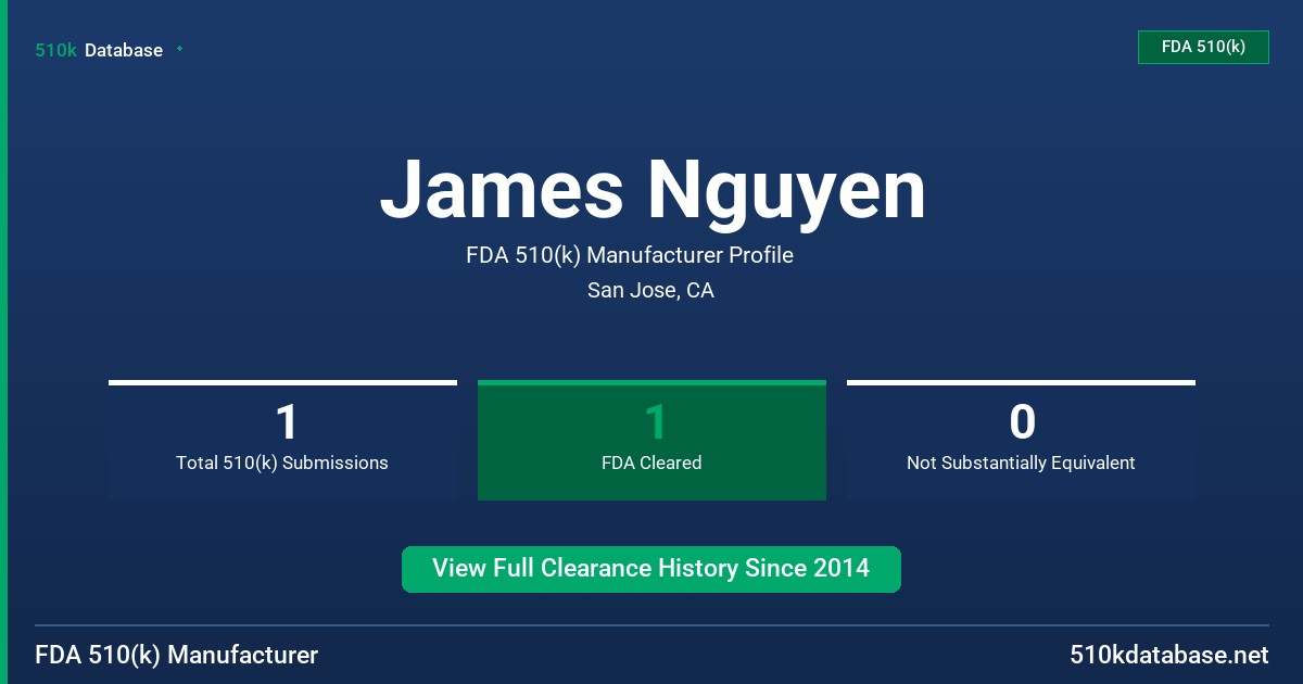 James Nguyen FDA 510(k) Manufacturer Profile