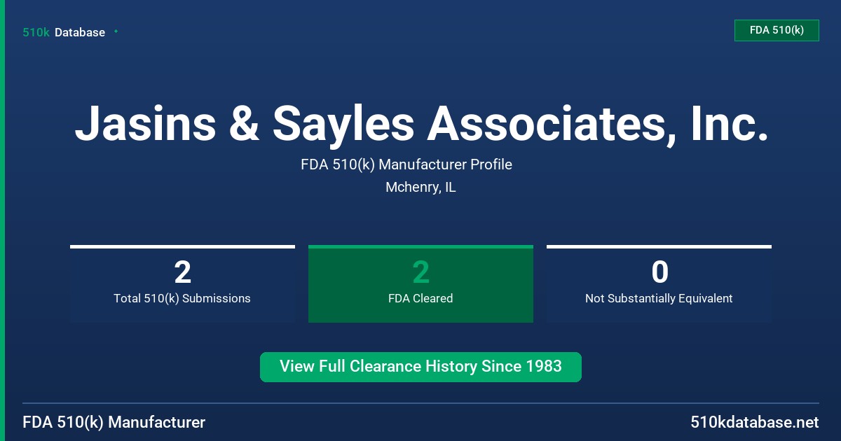 Jasins & Sayles Associates, Inc. FDA 510(k) Manufacturer Profile
