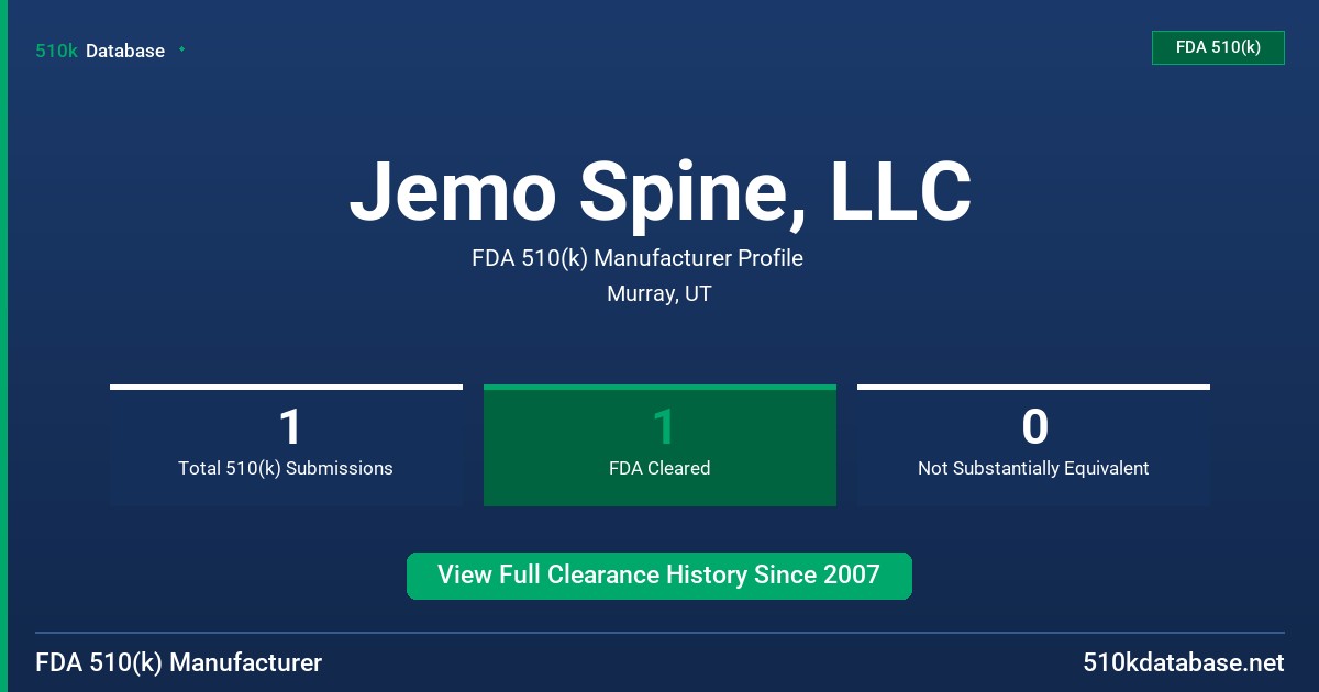 Jemo Spine, LLC FDA 510(k) Manufacturer Profile