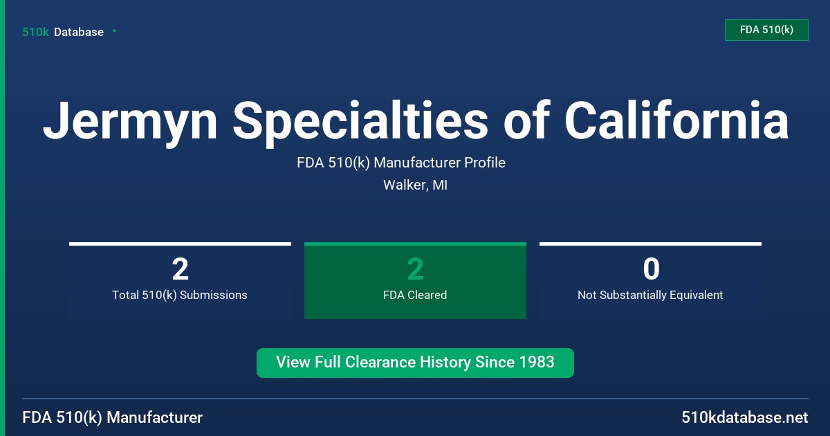 Jermyn Specialties of California FDA 510(k) Manufacturer Profile
