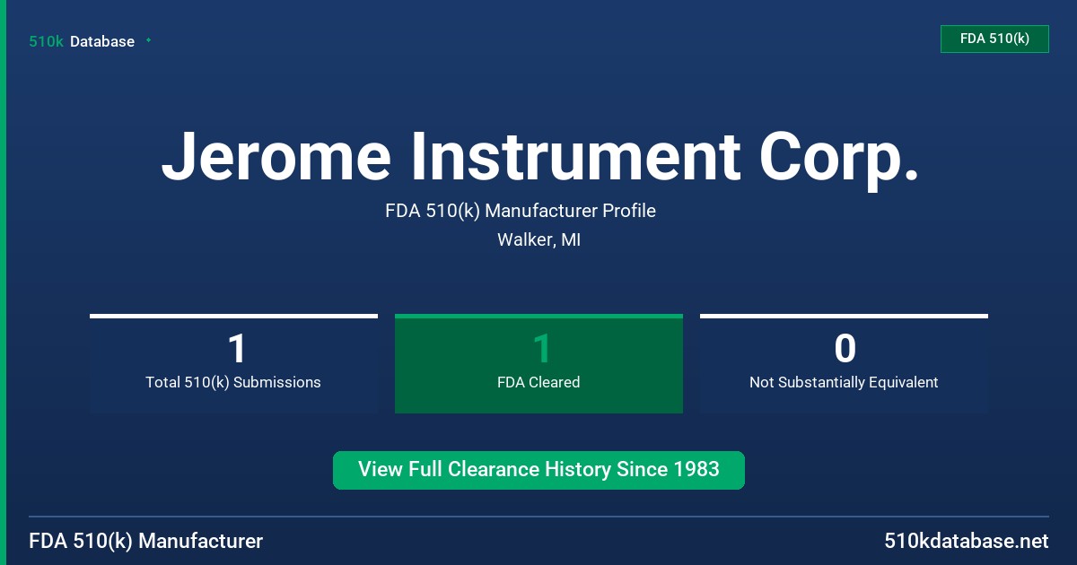Jerome Instrument Corp. FDA 510(k) Manufacturer Profile