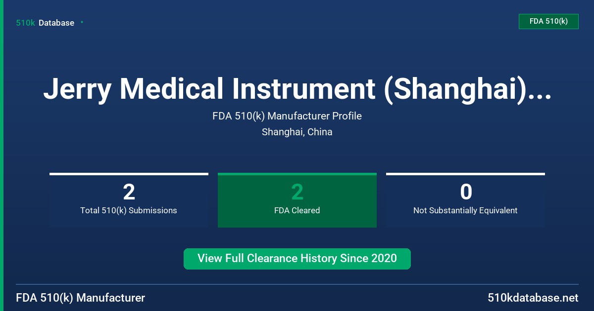 Jerry Medical Instrument (Shanghai) Co., Ltd. FDA 510(k) Manufacturer Profile