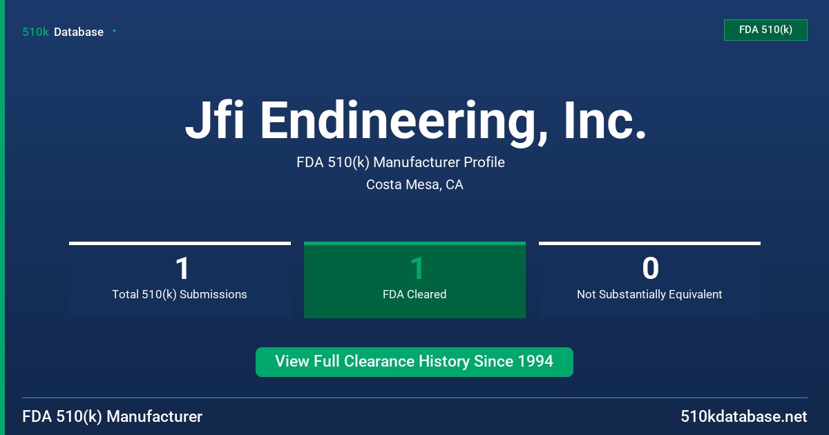 Jfi Endineering, Inc. FDA 510(k) Manufacturer Profile