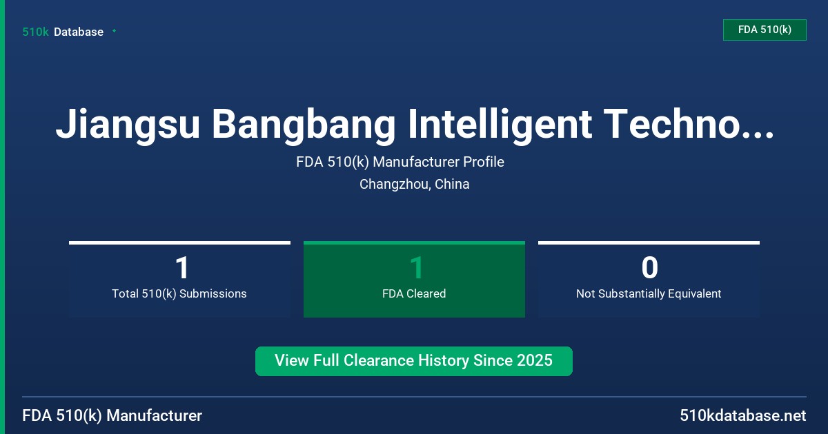 Jiangsu Bangbang Intelligent Technology Co., Ltd. FDA 510(k) Manufacturer Profile