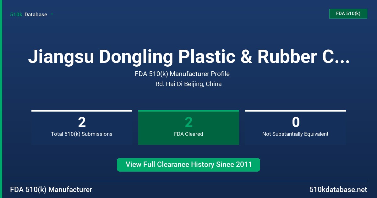 Jiangsu Dongling Plastic & Rubber Co., Ltd. FDA 510(k) Manufacturer Profile