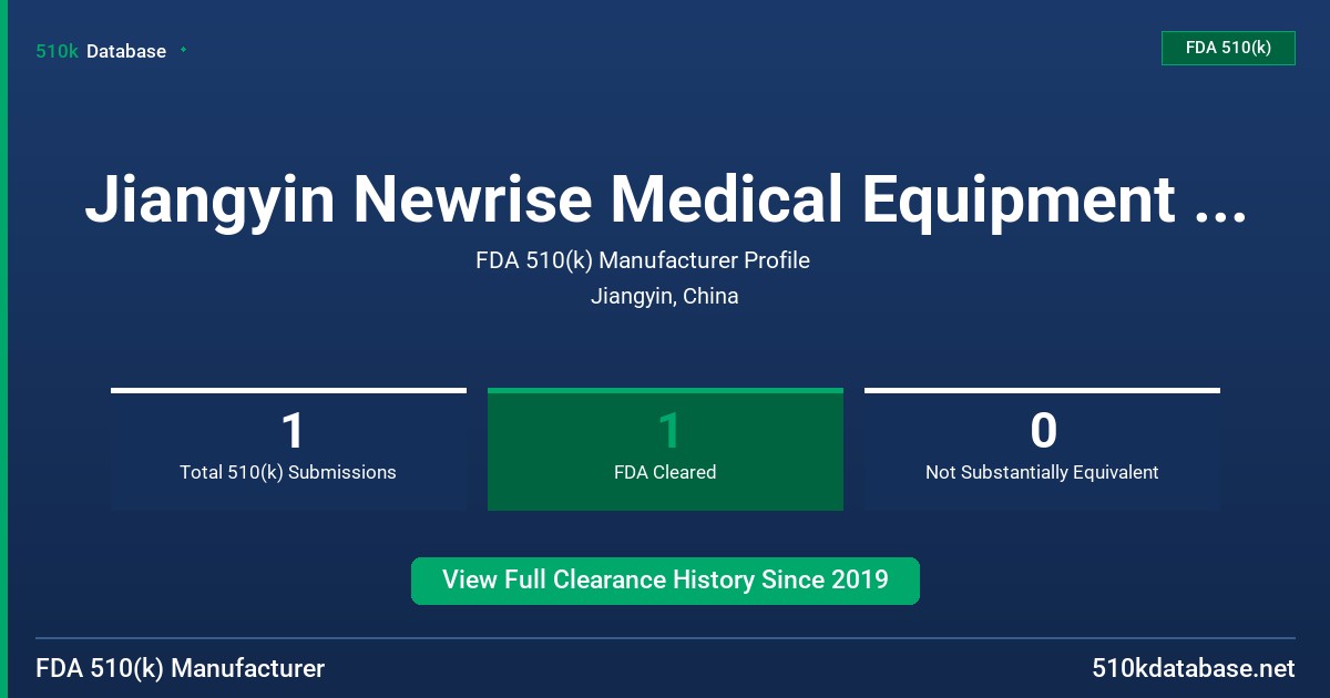 Jiangyin Newrise Medical Equipment Co., Ltd. FDA 510(k) Manufacturer Profile