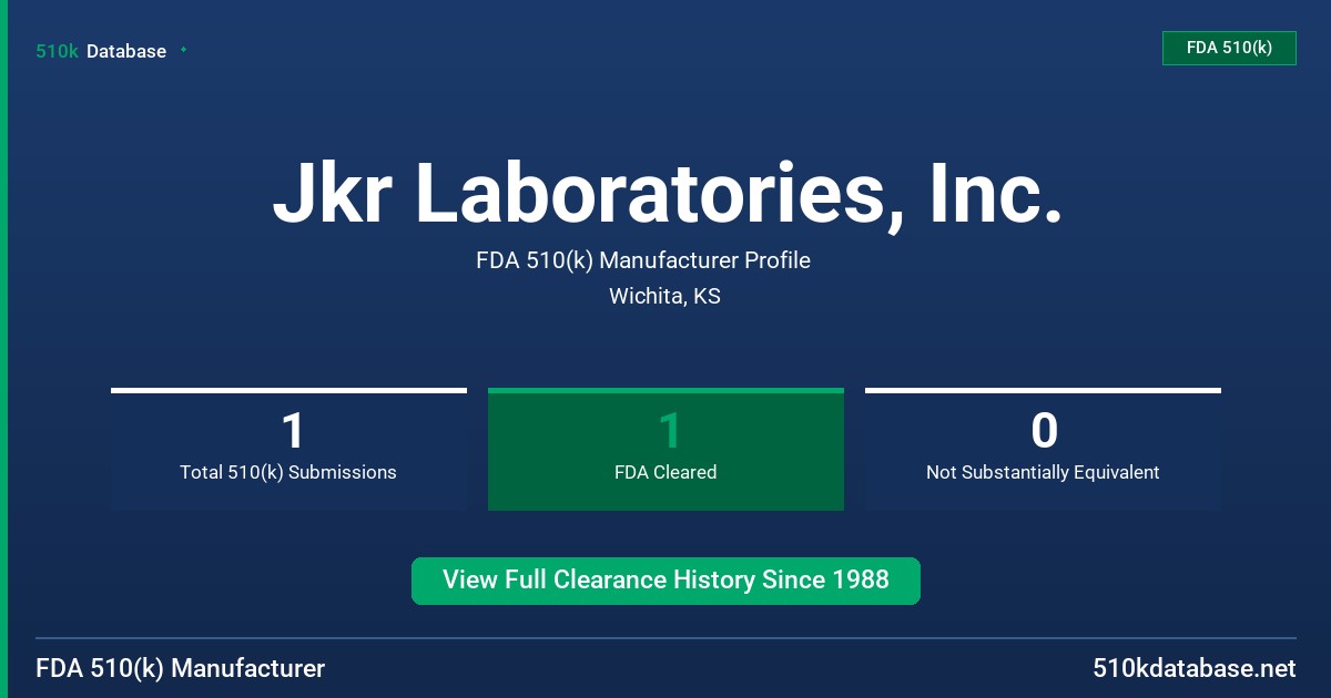 Jkr Laboratories, Inc. FDA 510(k) Manufacturer Profile