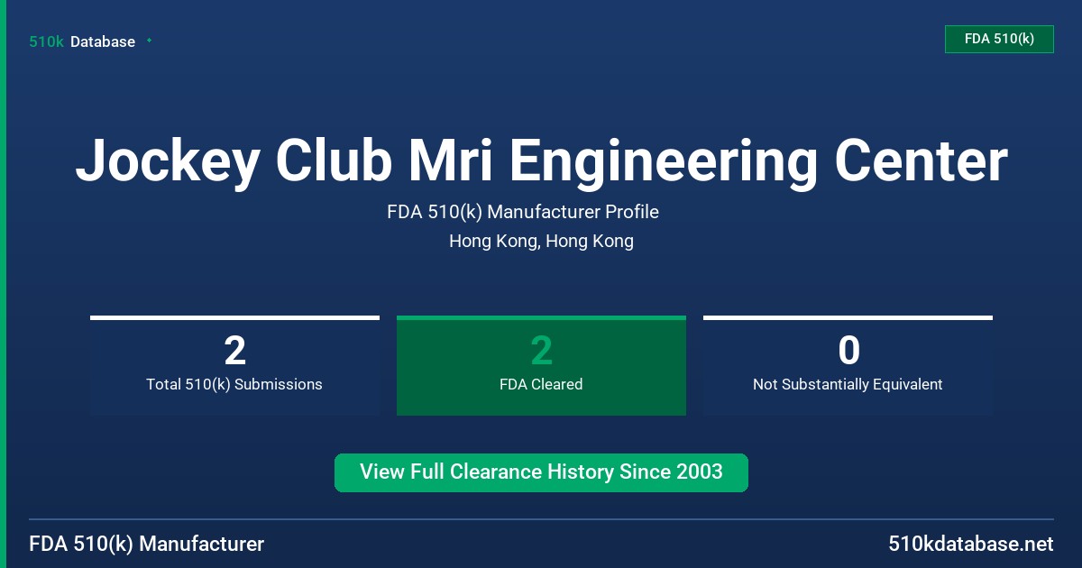Jockey Club Mri Engineering Center FDA 510(k) Manufacturer Profile