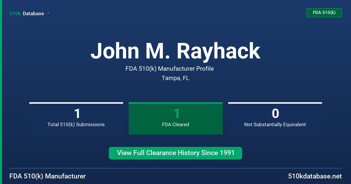 John M. Rayhack FDA 510(k) Manufacturer Profile