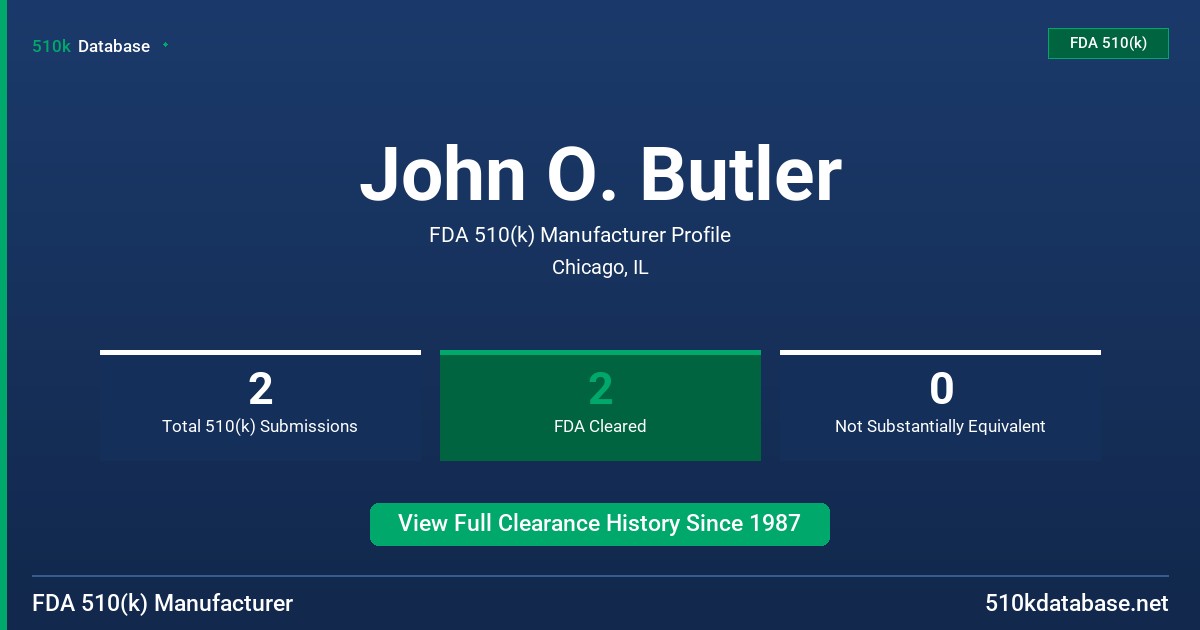 John O. Butler FDA 510(k) Manufacturer Profile