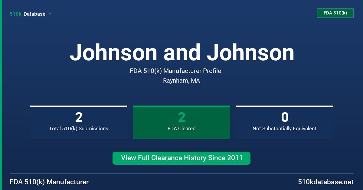 Johnson and Johnson FDA 510(k) Manufacturer Profile