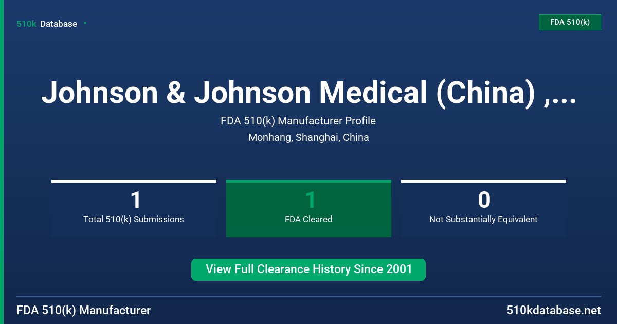 Johnson & Johnson Medical (China) , Ltd. FDA 510(k) Manufacturer Profile