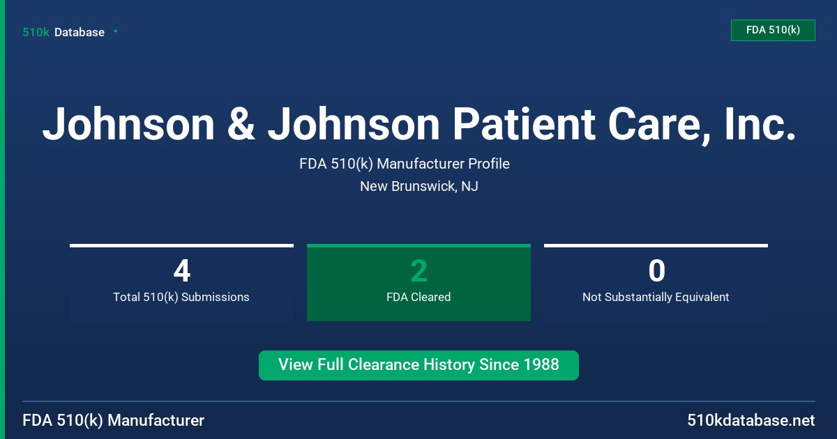Johnson & Johnson Patient Care, Inc. FDA 510(k) Manufacturer Profile