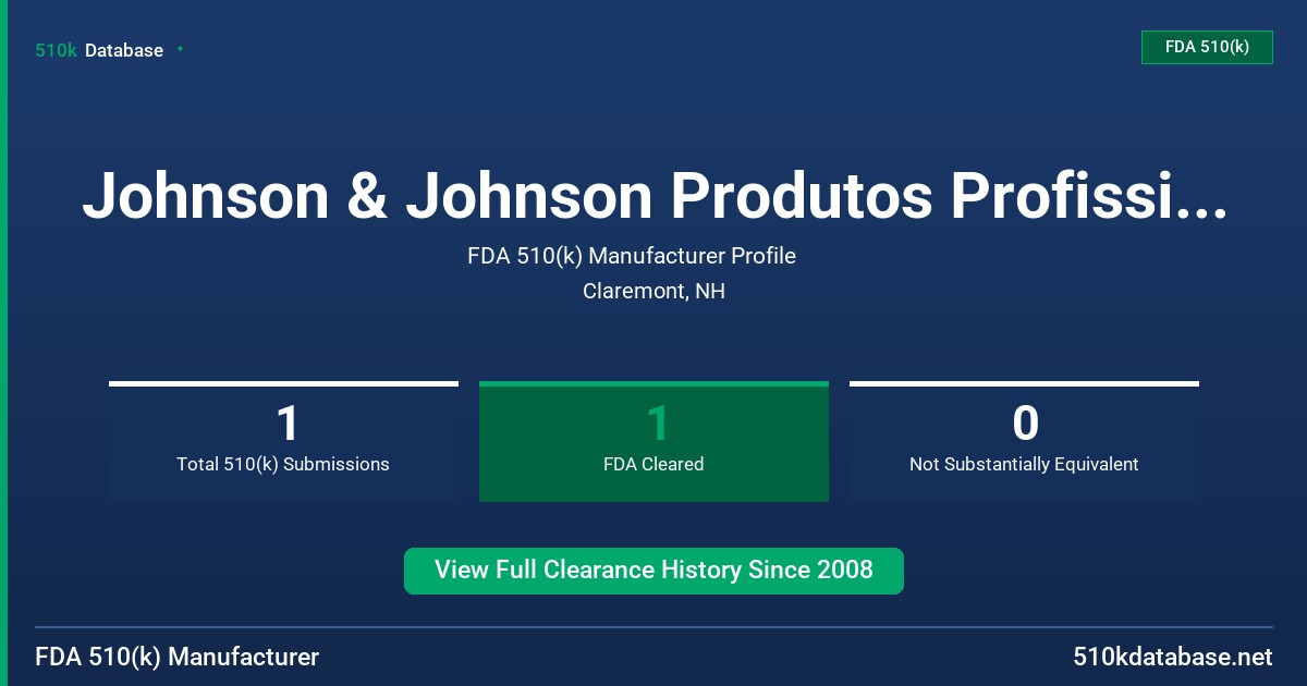 Johnson & Johnson Produtos Profissionais Ltda. FDA 510(k) Manufacturer Profile