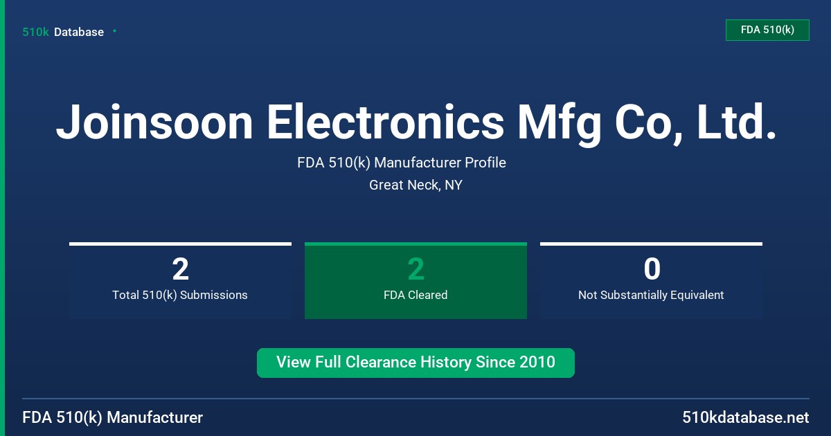 Joinsoon Electronics Mfg Co, Ltd. FDA 510(k) Manufacturer Profile