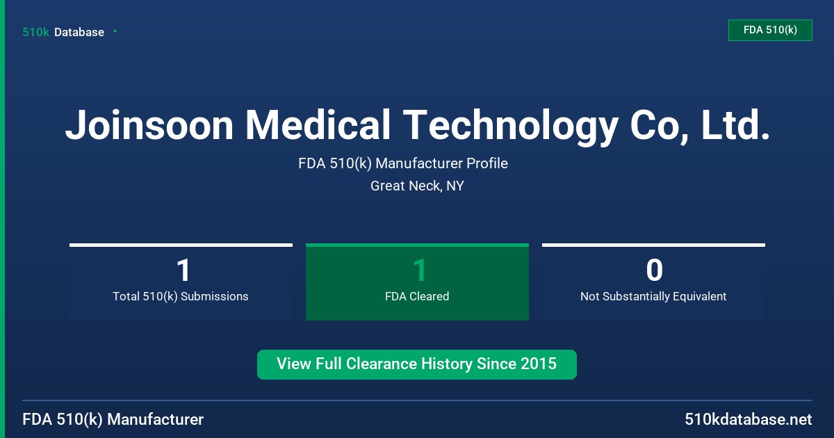 Joinsoon Medical Technology Co, Ltd. FDA 510(k) Manufacturer Profile