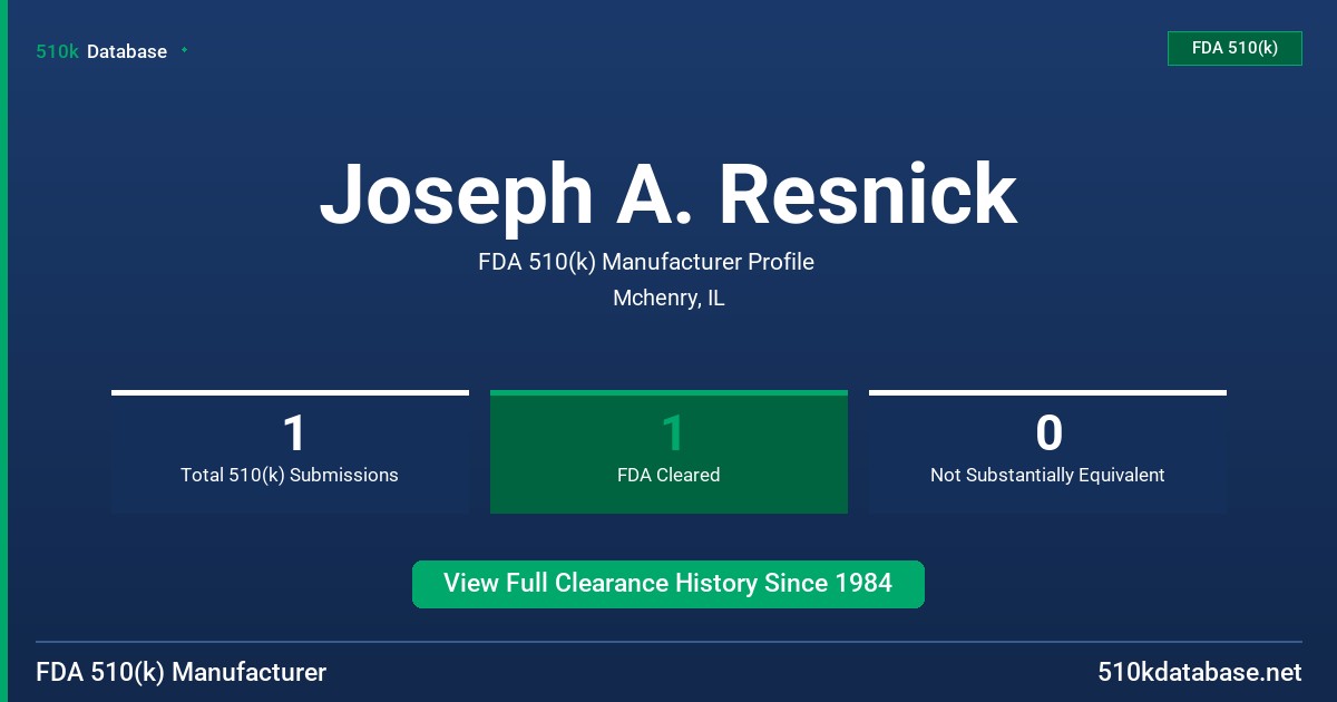 Joseph A. Resnick FDA 510(k) Manufacturer Profile