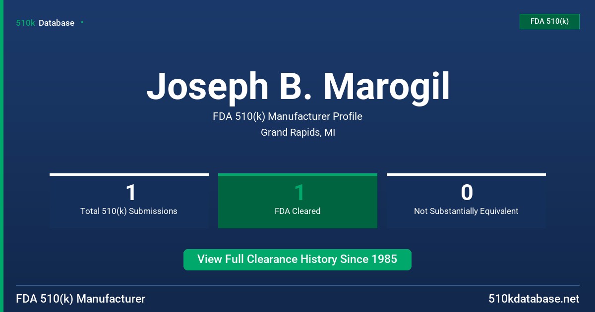 Joseph B. Marogil FDA 510(k) Manufacturer Profile