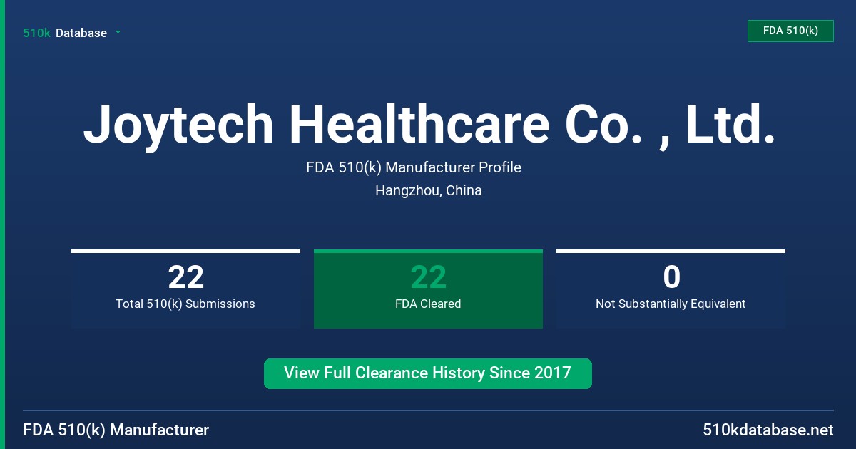 Joytech Healthcare Co. , Ltd. FDA 510(k) Manufacturer Profile