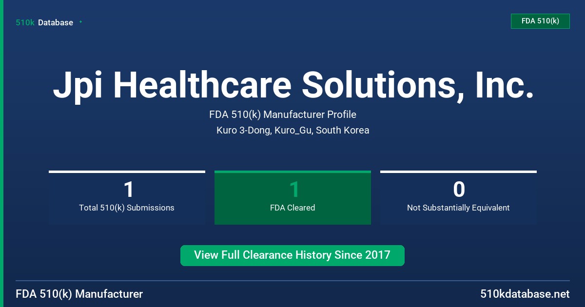Jpi Healthcare Solutions, Inc. FDA 510(k) Manufacturer Profile