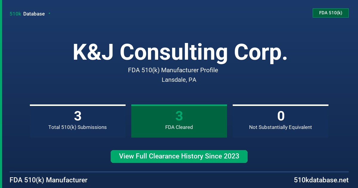 K&J Consulting Corp. FDA 510(k) Manufacturer Profile