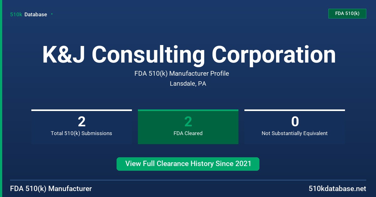 K&J Consulting Corporation FDA 510(k) Manufacturer Profile