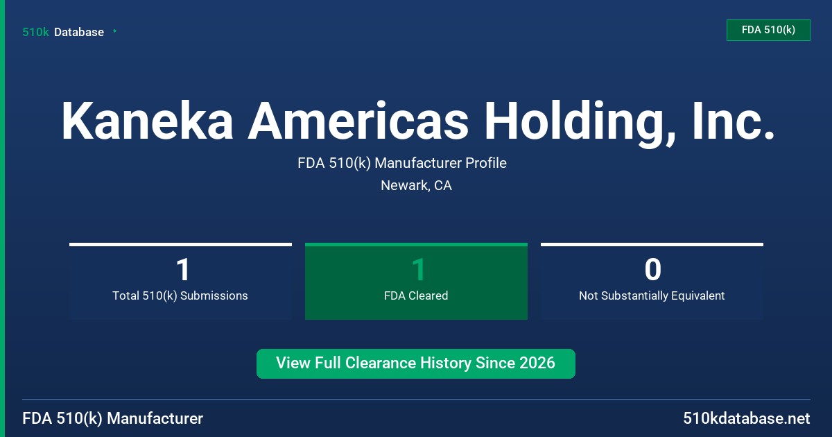 Kaneka Americas Holding, Inc. FDA 510(k) Manufacturer Profile