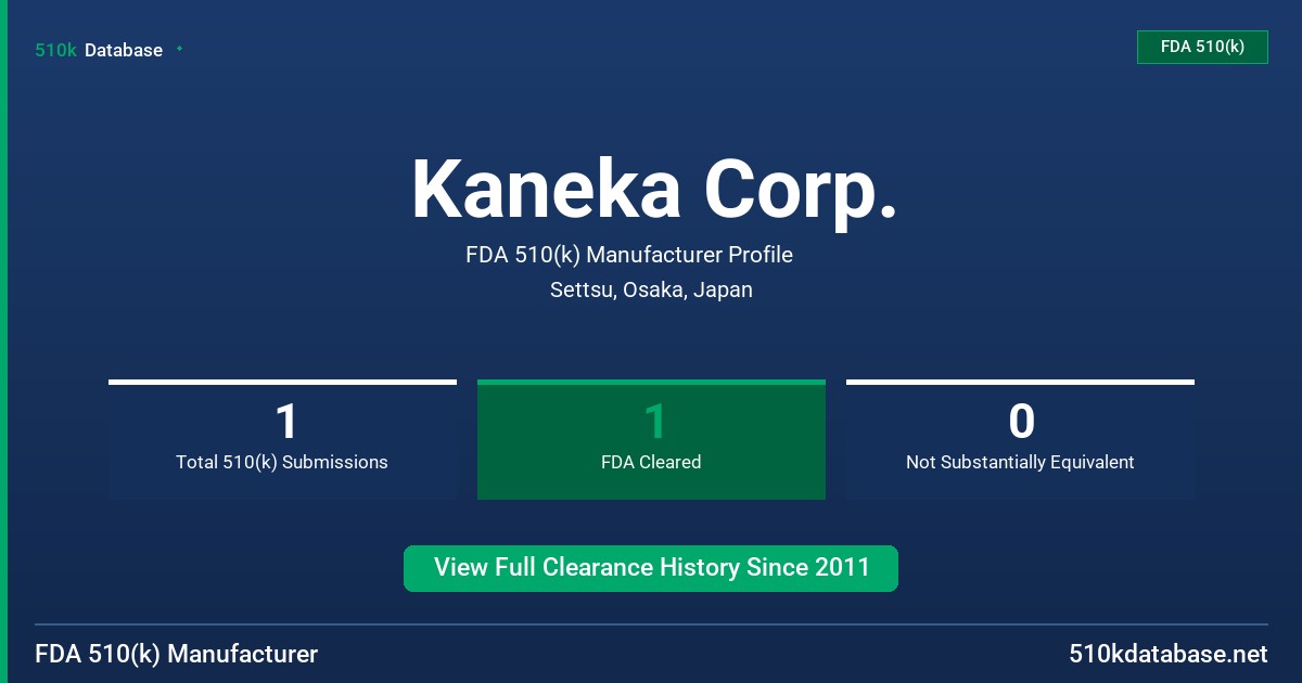 Kaneka Corp. FDA 510(k) Manufacturer Profile