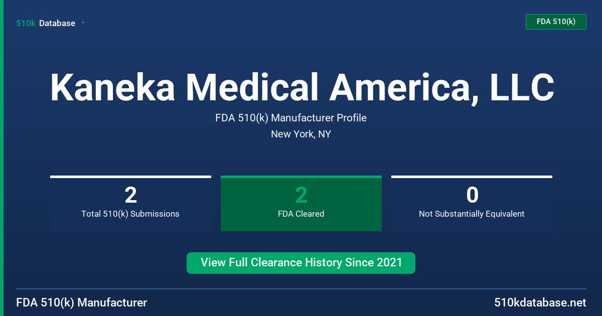 Kaneka Medical America, LLC FDA 510(k) Manufacturer Profile