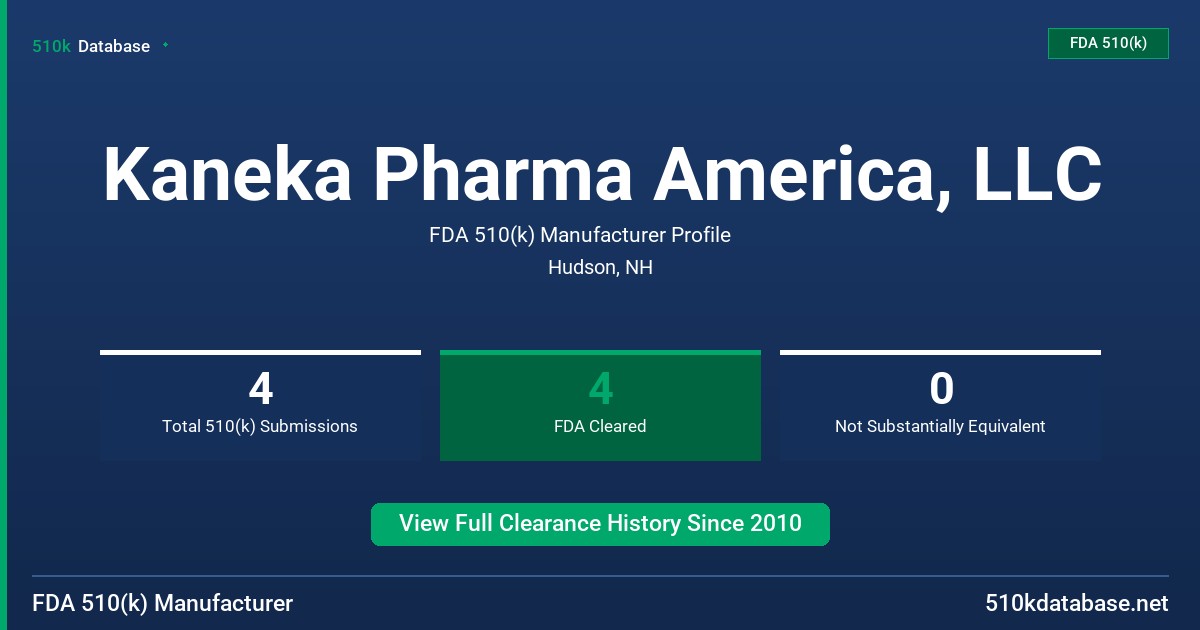 Kaneka Pharma America, LLC FDA 510(k) Manufacturer Profile