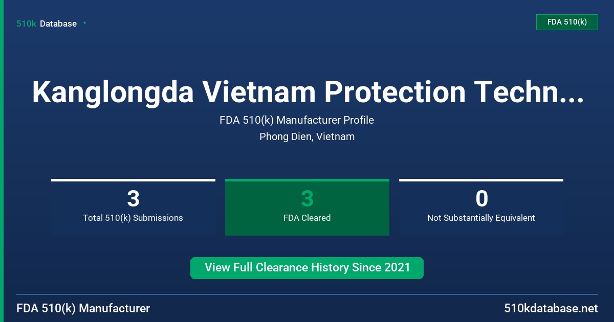 Kanglongda Vietnam Protection Technology Company Limited FDA 510(k) Manufacturer Profile