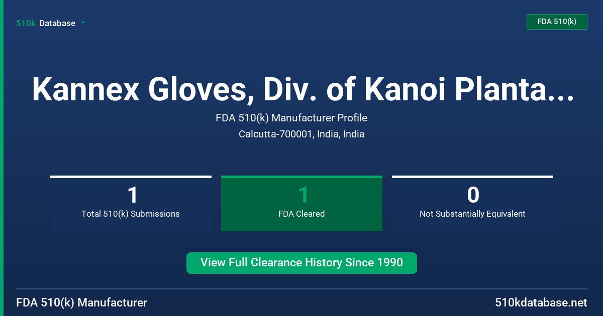 Kannex Gloves, Div. of Kanoi Plantations Private FDA 510(k) Manufacturer Profile