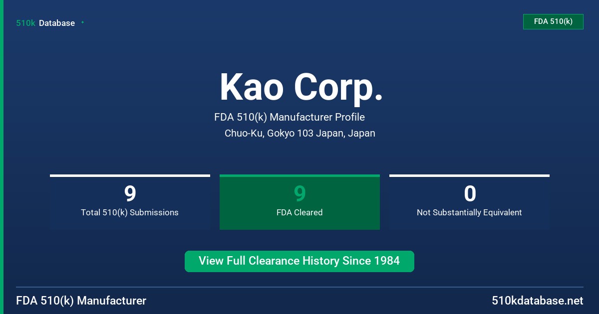 Kao Corp. FDA 510(k) Manufacturer Profile