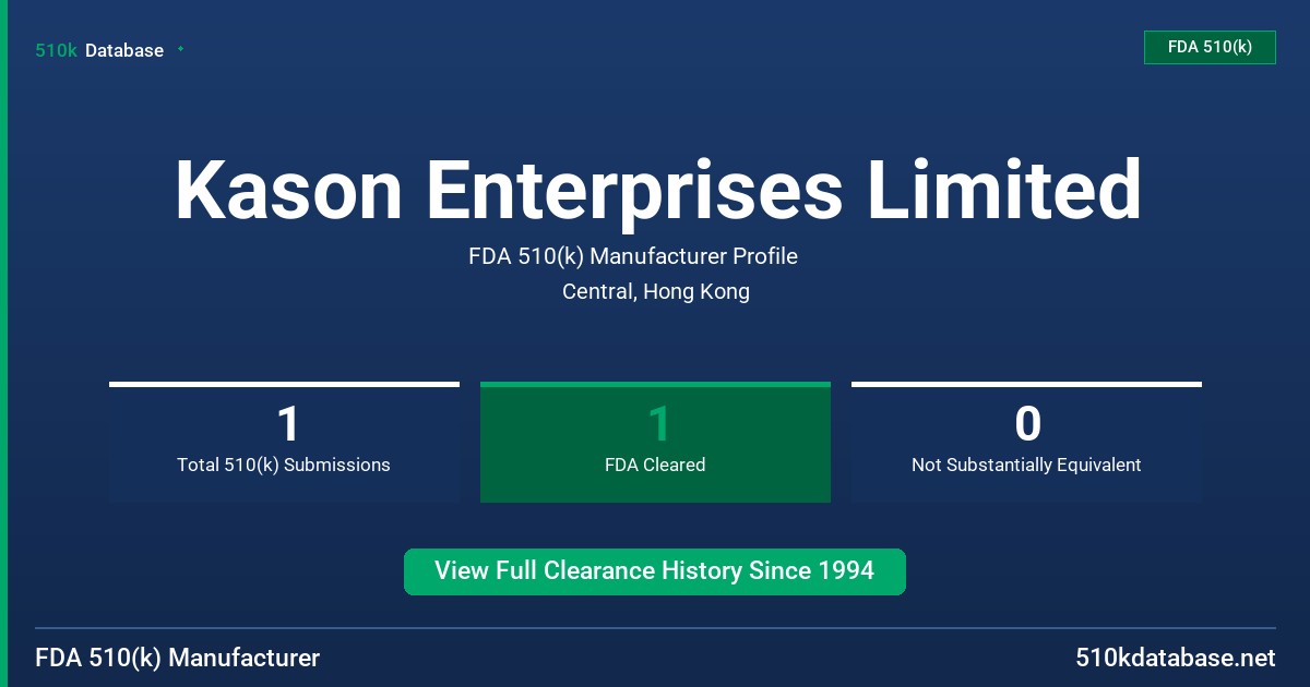 Kason Enterprises Limited FDA 510(k) Manufacturer Profile