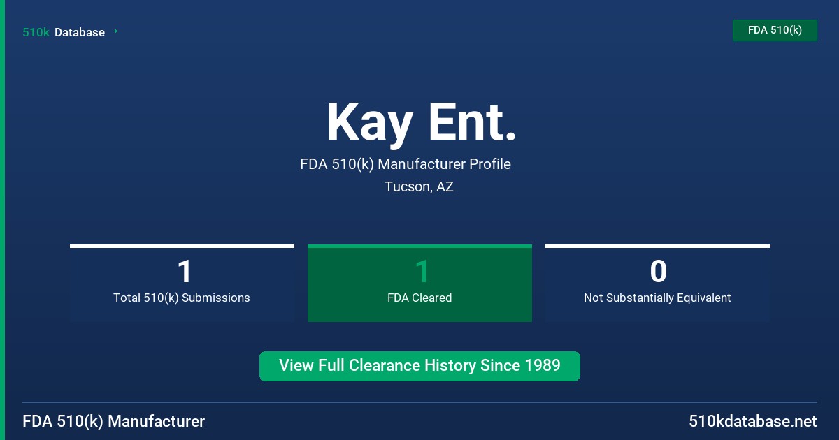 Kay Ent. FDA 510(k) Manufacturer Profile