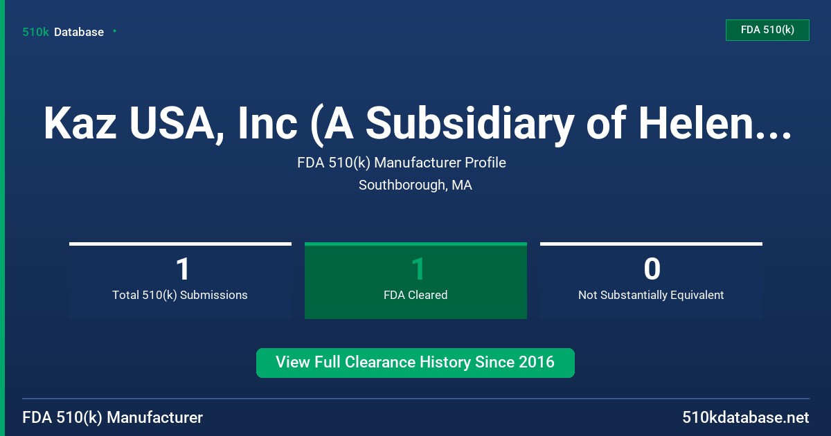 Kaz USA, Inc (A Subsidiary of Helen of Troy, Inc) FDA 510(k) Manufacturer Profile