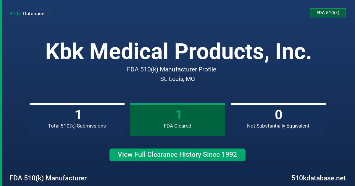 Kbk Medical Products, Inc. FDA 510(k) Manufacturer Profile