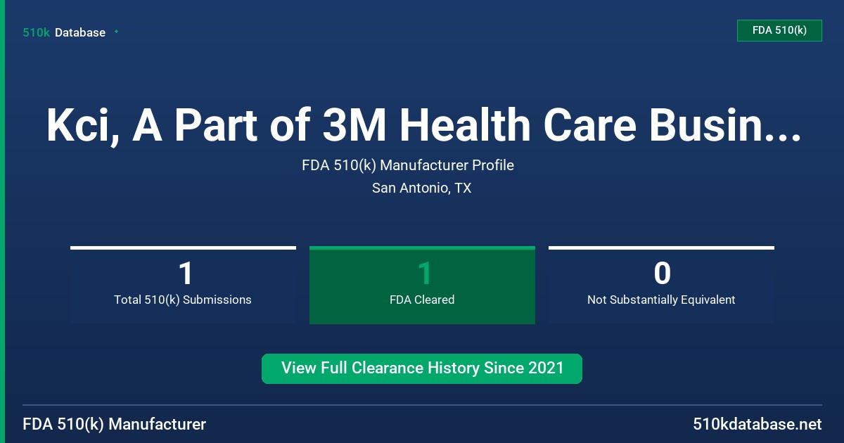 Kci, A Part of 3M Health Care Business Group FDA 510(k) Manufacturer Profile