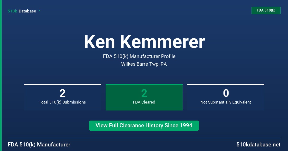 Ken Kemmerer FDA 510(k) Manufacturer Profile