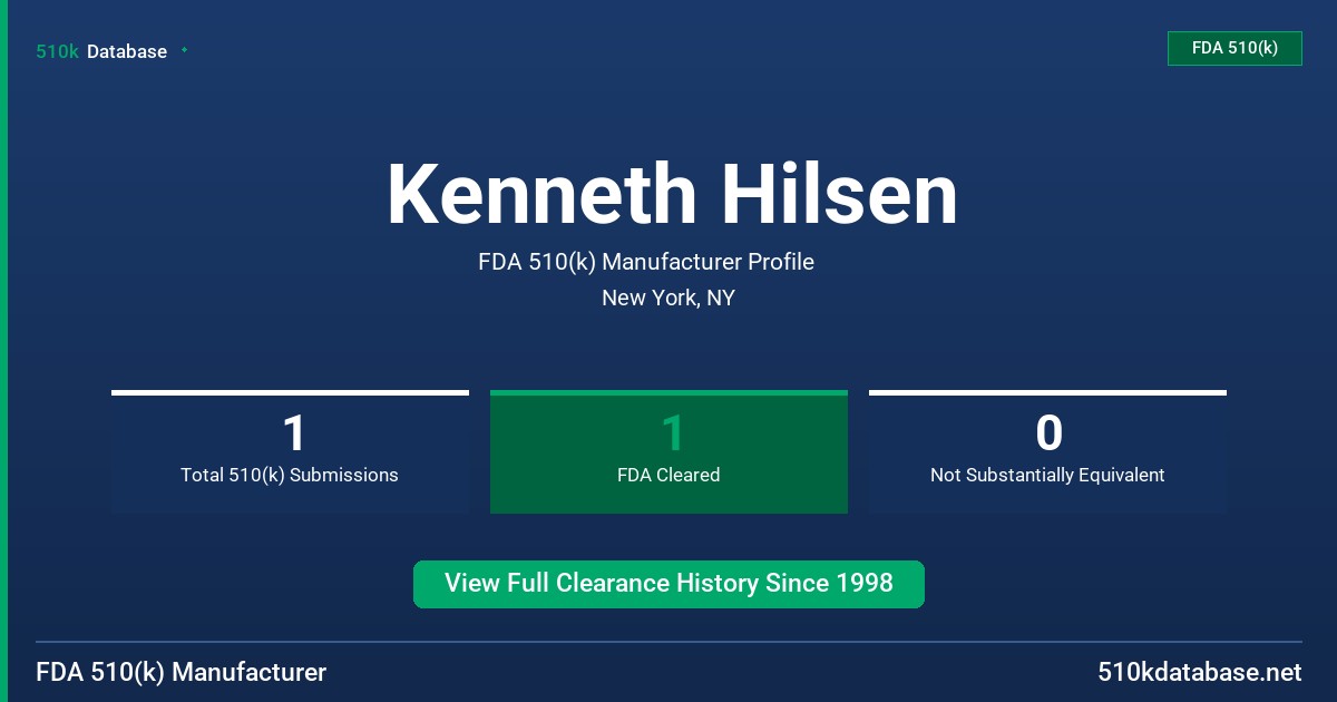 Kenneth Hilsen FDA 510(k) Manufacturer Profile