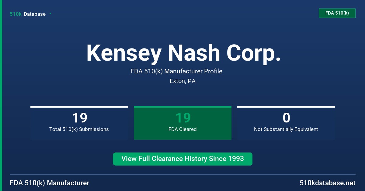 Kensey Nash Corp. FDA 510(k) Manufacturer Profile