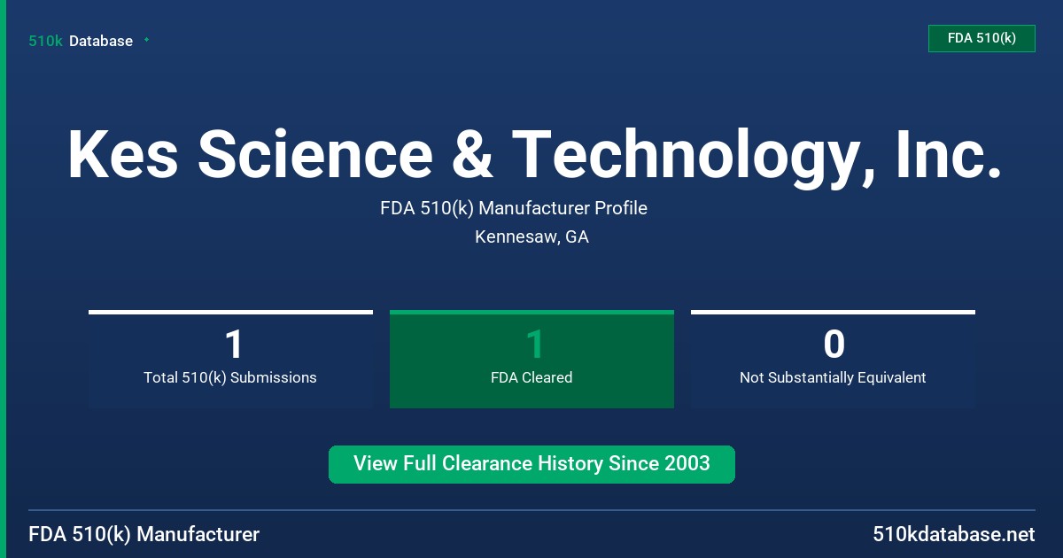 Kes Science & Technology, Inc. FDA 510(k) Manufacturer Profile