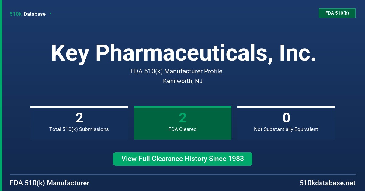 Key Pharmaceuticals, Inc. FDA 510(k) Manufacturer Profile