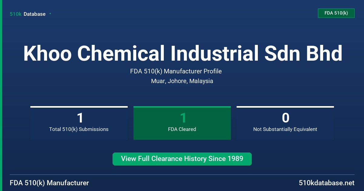 Khoo Chemical Industrial Sdn Bhd FDA 510(k) Manufacturer Profile