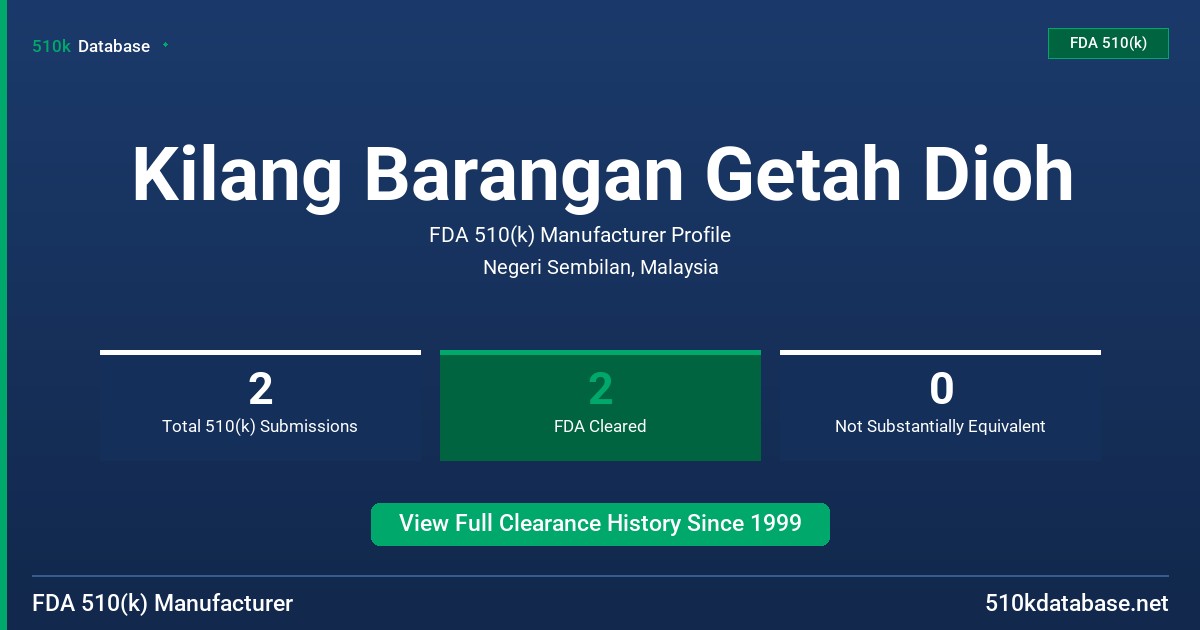 Kilang Barangan Getah Dioh FDA 510(k) Manufacturer Profile