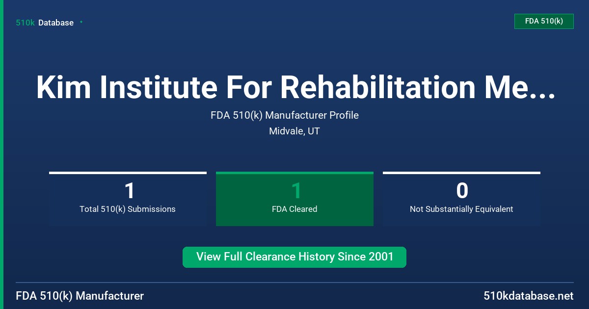 Kim Institute For Rehabilitation Medicine, P.C. FDA 510(k) Manufacturer Profile